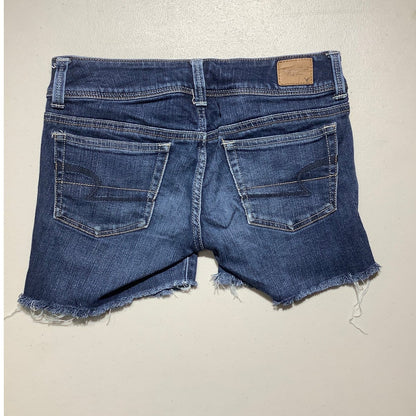 American Eagle Women's 2 Dark Wash Distressed Frayed Cutoff Denim Shorts