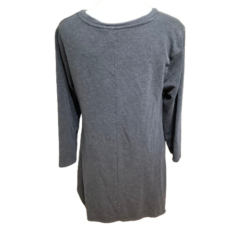 Garnet Hill Women's Grey Long Sleeve V-Neck Top, S - Minimalist, Cozy, Casual