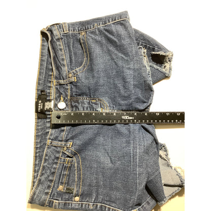 Torrid Women's 14R Dark Blue Distressed Denim Frayed Raw Hem Shorts