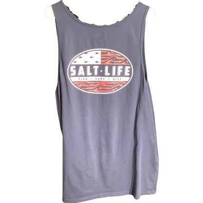 Salt Life Men’s 2XLSleeveless Tank Top — 100% Cotton, Live Salty, Coastal