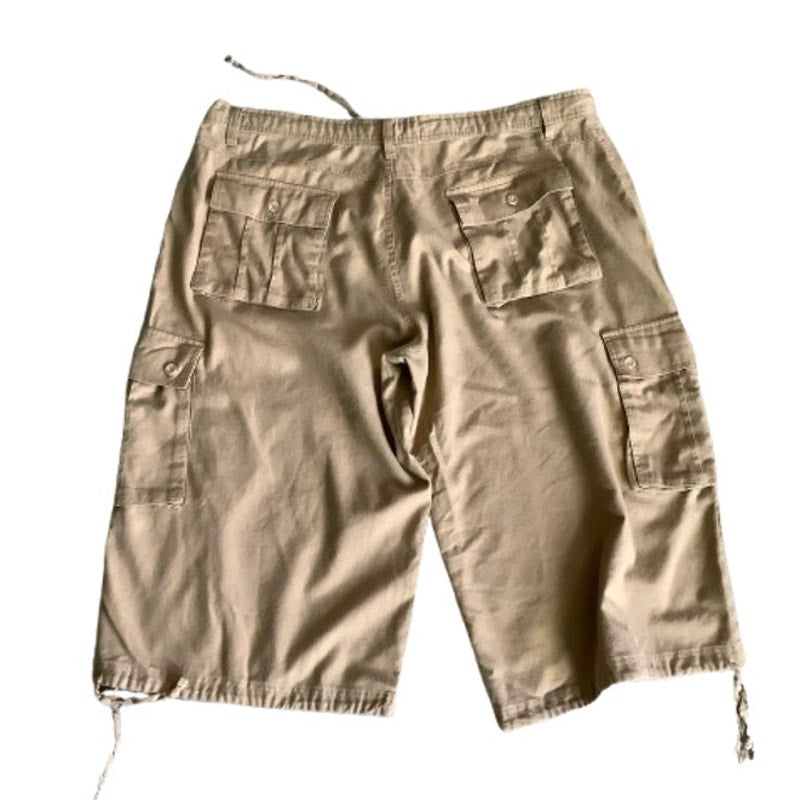 Trust Tan Linen Blend Cargo Shorts W46 - Utility, Relaxed, Casual