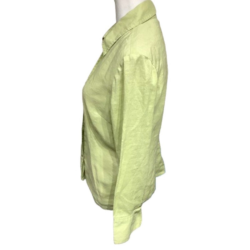 Toto n Ko Lime Green Button-Up Shirt, Size 6 - Boho, Minimalist, Office Casual