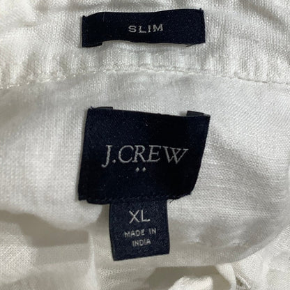 J.Crew White Slim Fit Button-Up Linen Blend Shirt XL Minimalist, Preppy, Classic