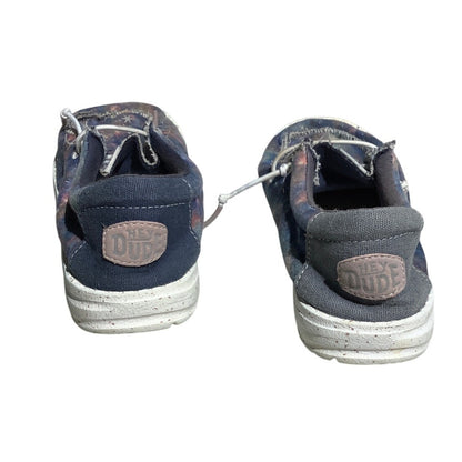 Hey Dude Youth Shoes Size 2 — Galaxy Blue, Metallic, Wally Slip-On