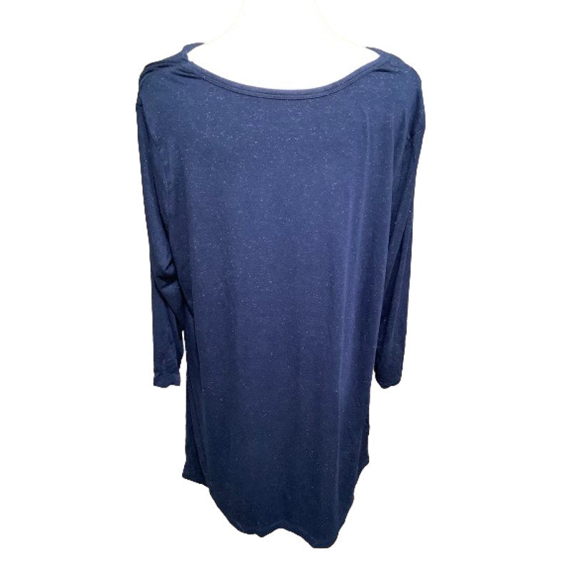 Soma Blue Glittery 3/4 Sleeve Top, Size L - Lounge, Cozy, Sparkly