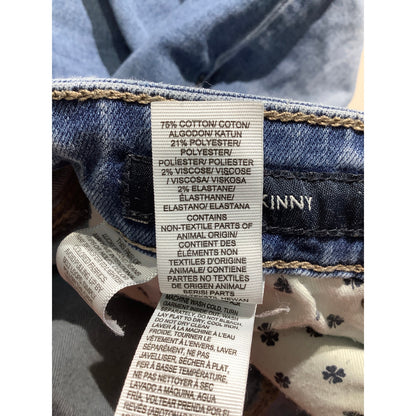 Lucky Brand Ava Skinny Jeans Women 0 — Distressed, Raw Hem, Stretch