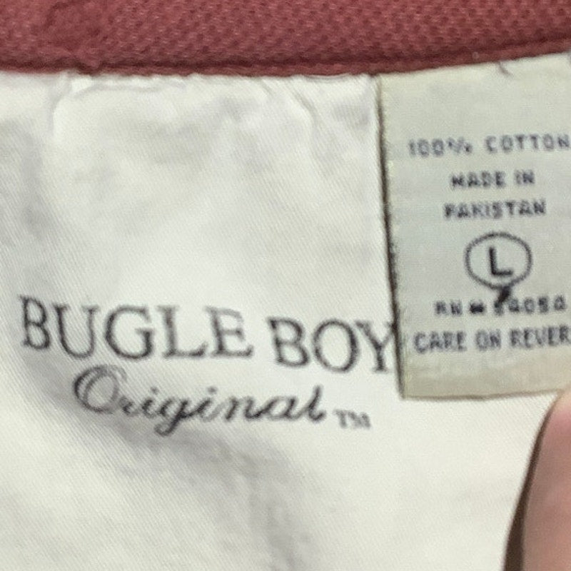 Bugle Boy Burgundy Long Sleeve Polo Shirt Mens Size L — Vintage, 90s, Casual