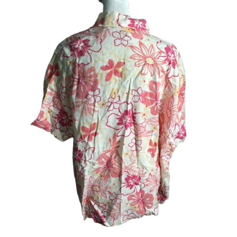 Hot Cotton Woman Floral Linen Shirt Size 1X – Cottagecore, Coastal, Summer