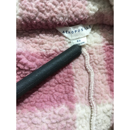 Aeropostale Pink Plaid Fleece Shacket Size XS - Cozy, Casual, Cottagecore