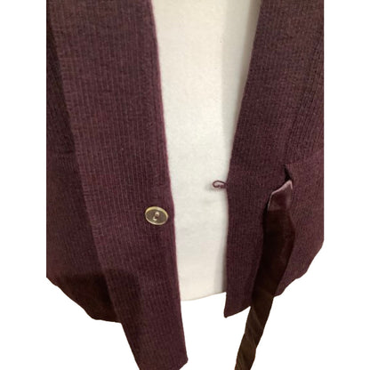 A Giannetti Plum Cardigan Large Boho Cottagecore Retro Tie Button Closure