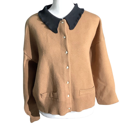 Sioni Collar Button Up Cardigan Women’s Size Large — Coquette, Preppy, Office
