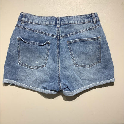 Refuge Denim Women's 5 Light Wash High Rise Distressed Frayed Cuff Shorts