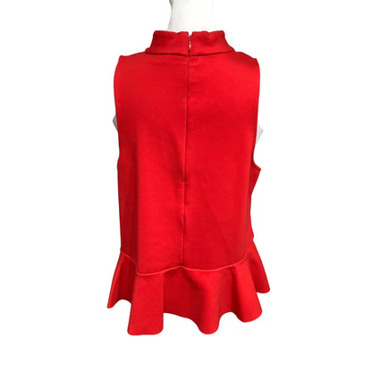 Anthropologie Bright Red Sleeveless Baby Doll Top L Office Siren, Chic, Elegant