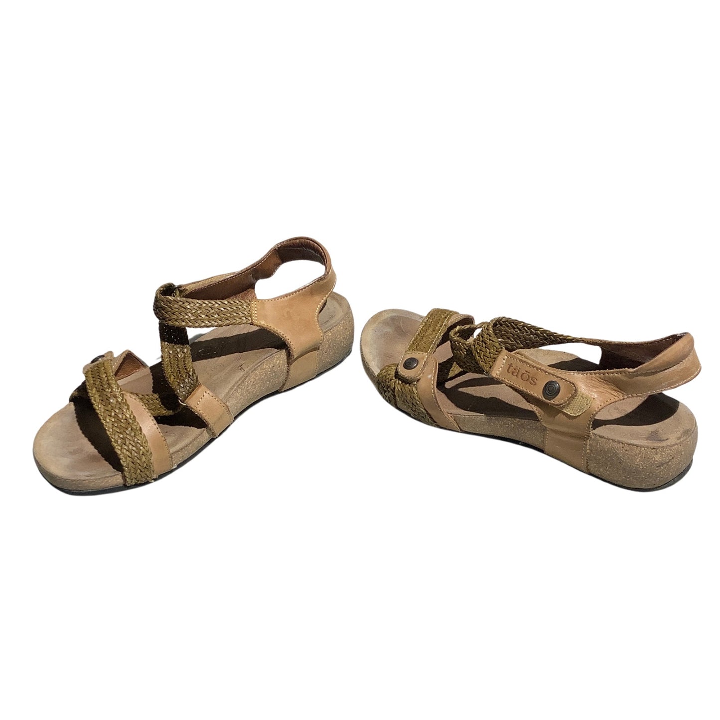 Taos Strappy Wedge Sandals Women Size 8-8.5 Beige Tan — Boho, Comfort, Casual