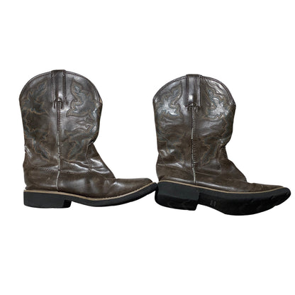 Roper Brown Leather Western Cowboy Boots Kids Size 2— Rodeo, Country, Square Toe