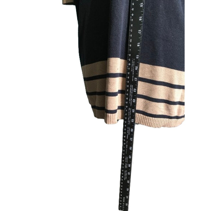 Rena Rowan Light Brown & Blue Striped Silk Sweater 2X- Classic, Minimalist, Chic