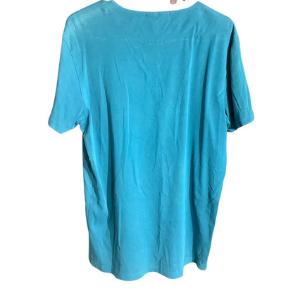 Platini Teal Paisley Trim Henley T-Shirt Men’s L — Luxury, Casual, Y2K