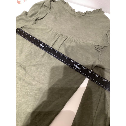 Pilcro Army Green Ruffle Sleeve Button-Down, Size XS - Boho, Feminine, Casual