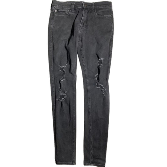 Hollister Super Skinny Jeans Black Men’s 30W 32L — Distressed, Advanced Stretch
