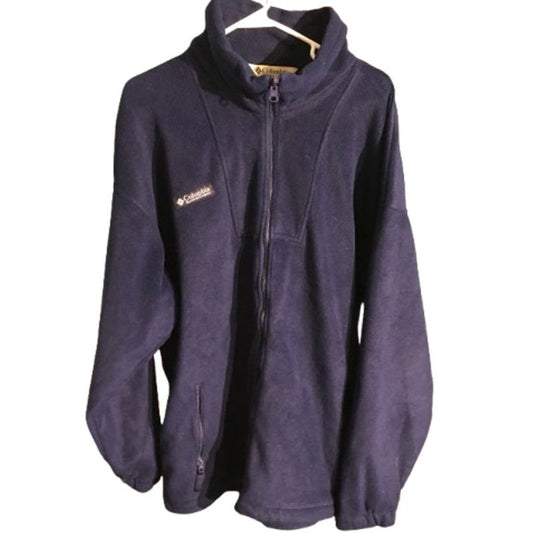 Columbia Mens Size 3L Navy Blue Full Zip Fleece - Casual, Active, Warm