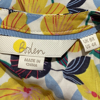 Boden Multi-Color Floral Silk Blend Top Women 4 Regular —Floral, Elegant, Spring