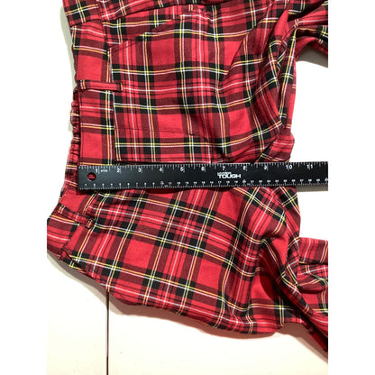 Hot Topic Women's XS Red Plaid Cropped Ankle Pants Punk Goth Trousers