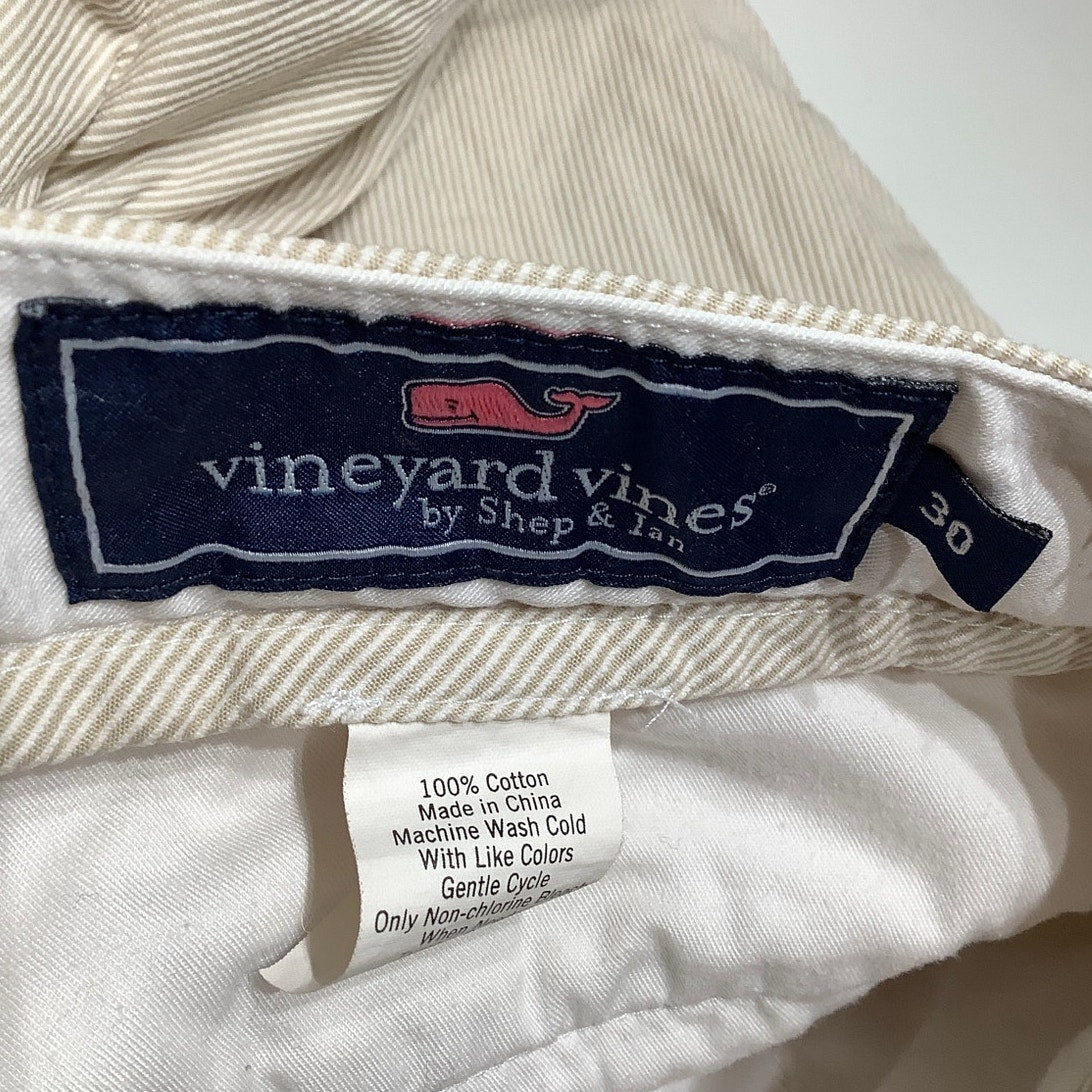 Vineyard Vines Striped White and Tan Breaker Shorts 30 - Preppy, Comfy, Classic