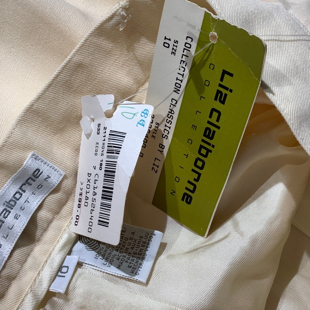 Liz Claiborne Cream Dress Slacks Women 10 — 100% Wool, Career, Classic