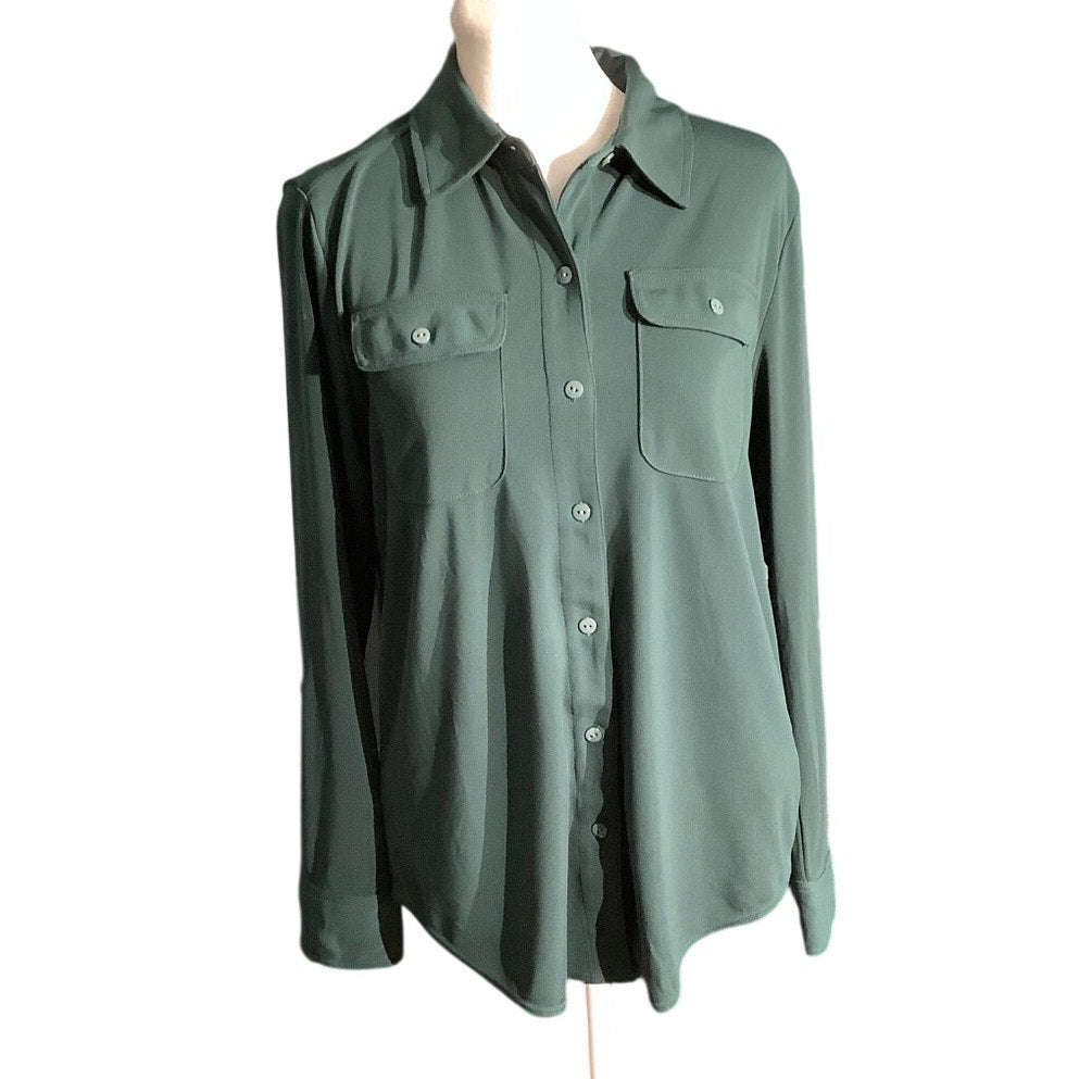 Lauren Ralph Lauren Button-Up Blouse,Women’s Size M —Classic, Casual, Minimalist
