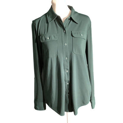 Lauren Ralph Lauren Button-Up Blouse,Women’s Size M —Classic, Casual, Minimalist