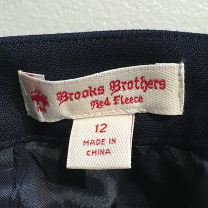 Brooks Brothers Navy Blue Red Fleece Wool Skirt Size 12 - Preppy, Classic, Chic