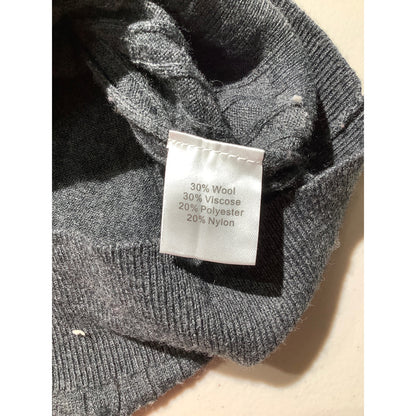 Kallspin Men’s Charcoal Gray Cardigan Large Tall –V-Neck, Cable Knit, Wool Blend