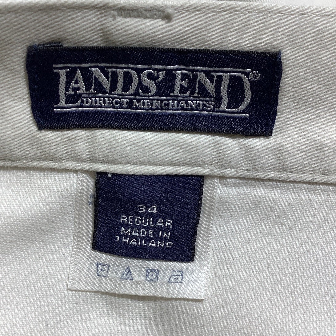 Lands’ End Men’s 34 Regular Dress Slacks — Cuffed Hem, Pleated, Classic