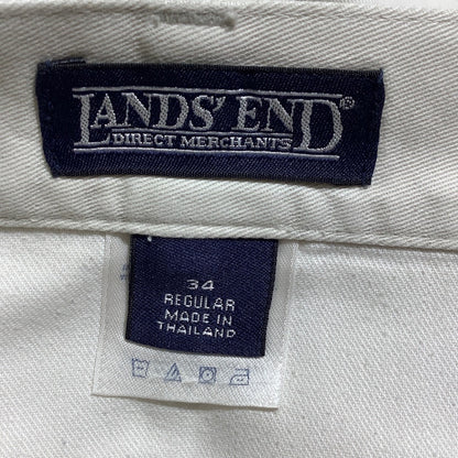 Lands’ End Men’s 34 Regular Dress Slacks — Cuffed Hem, Pleated, Classic