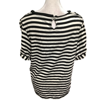 J.Crew Black and White Striped Top Size XL - Classic, Preppy, Casual