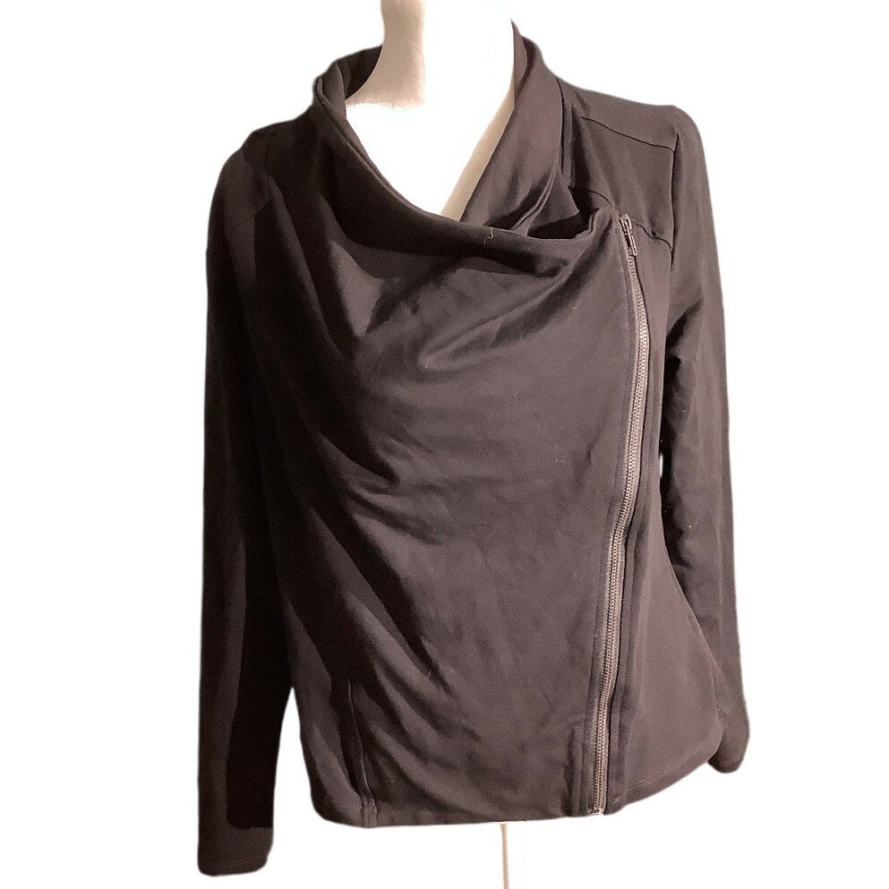 Blue B Black Asymmetrical Zip Jacket Women’s Size S — Modern, Casual, Chic