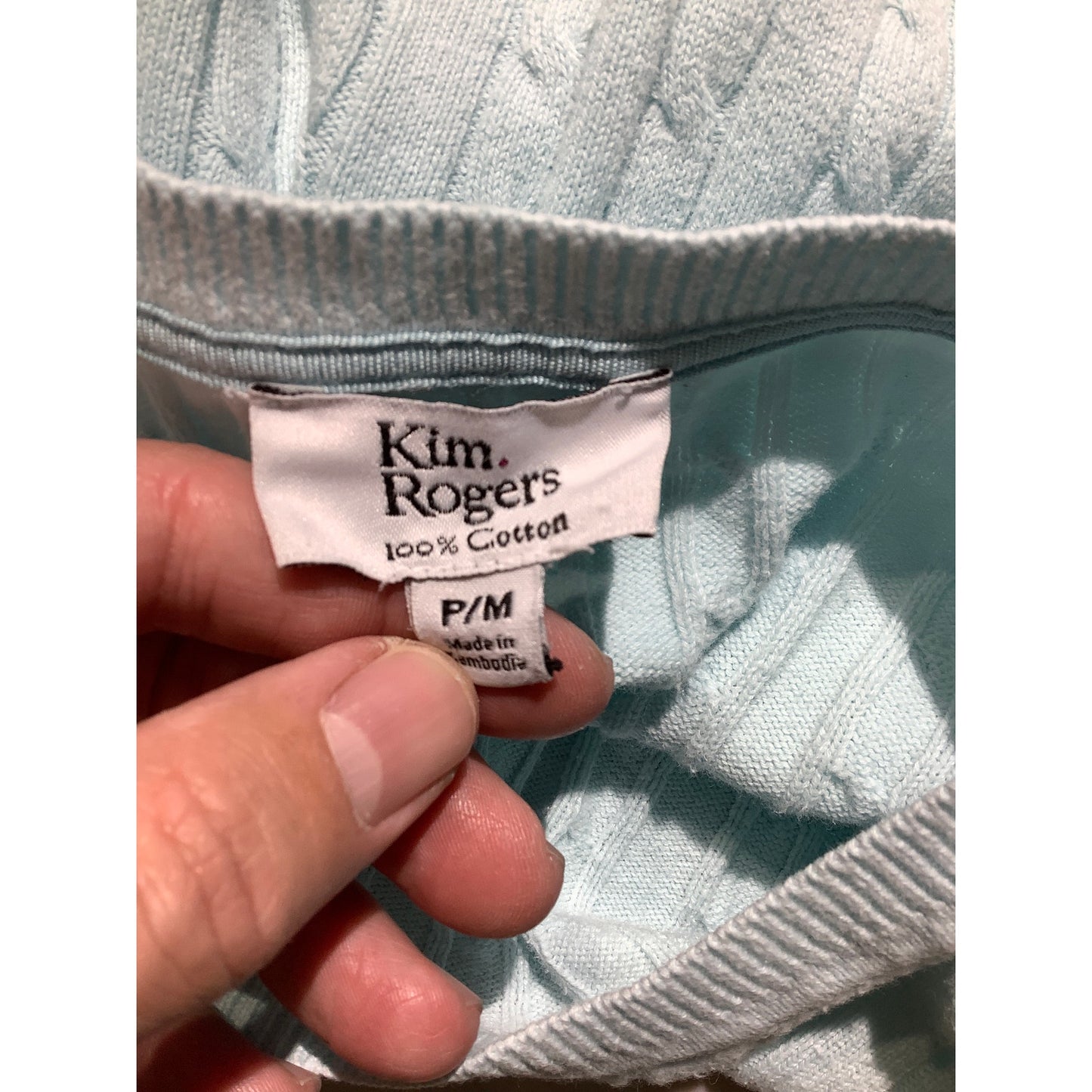Kim Rogers Petite Cable Knit Sweater Women’s Size M — Classic, Casual, Cotton