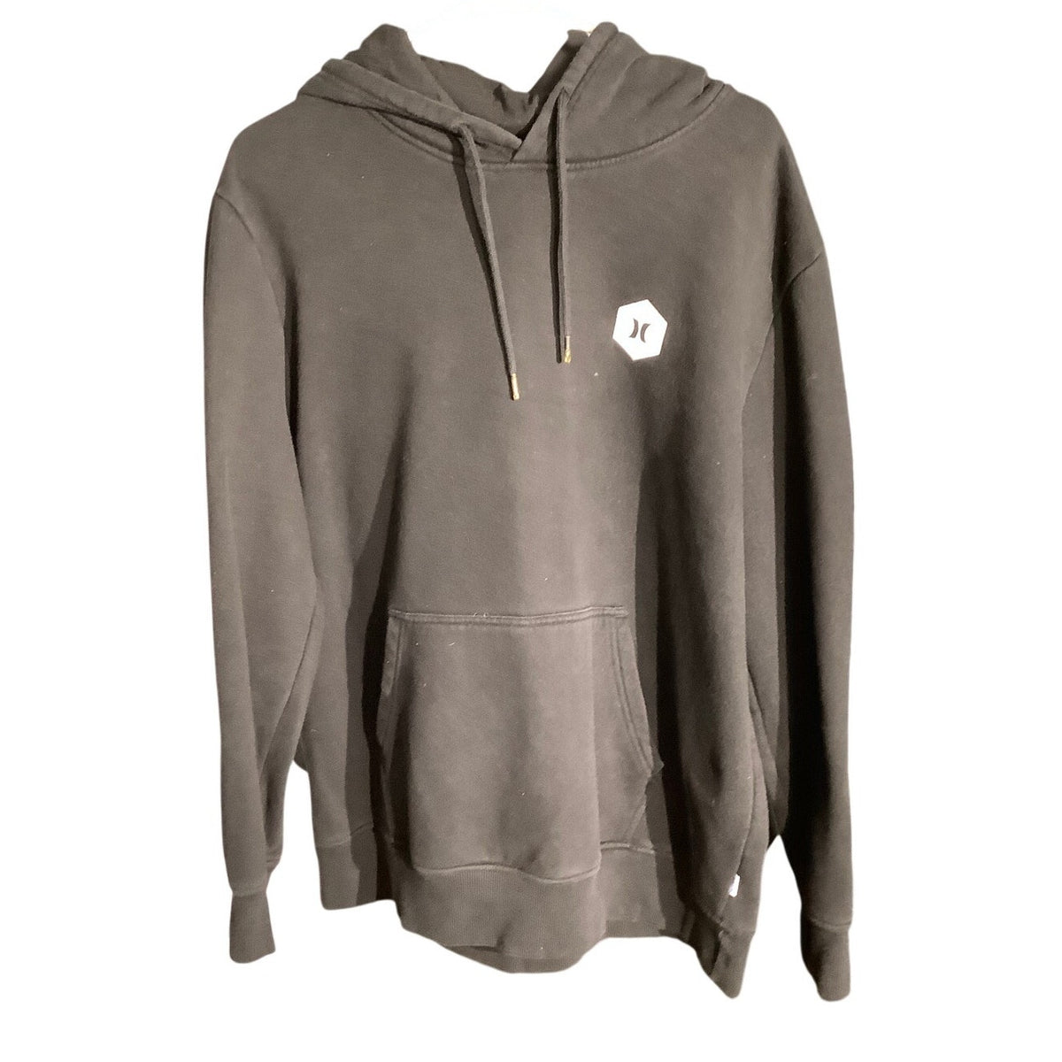 Hurley Men's XL Black Tropical Leaf Logo Pullover Hoodie Surf Skate