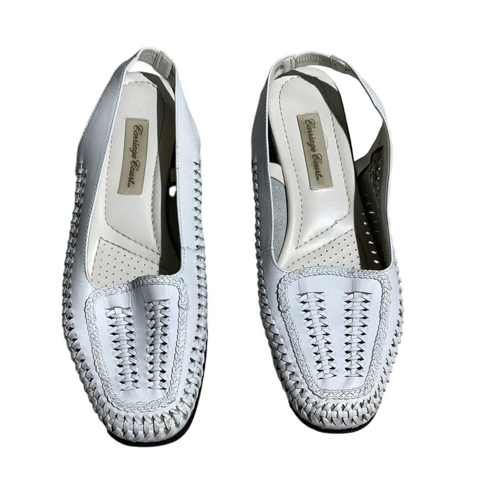 Carriage Court Leather Woven Slingback Flats Women’s 9.5M—Boho, Coastal, Vintage