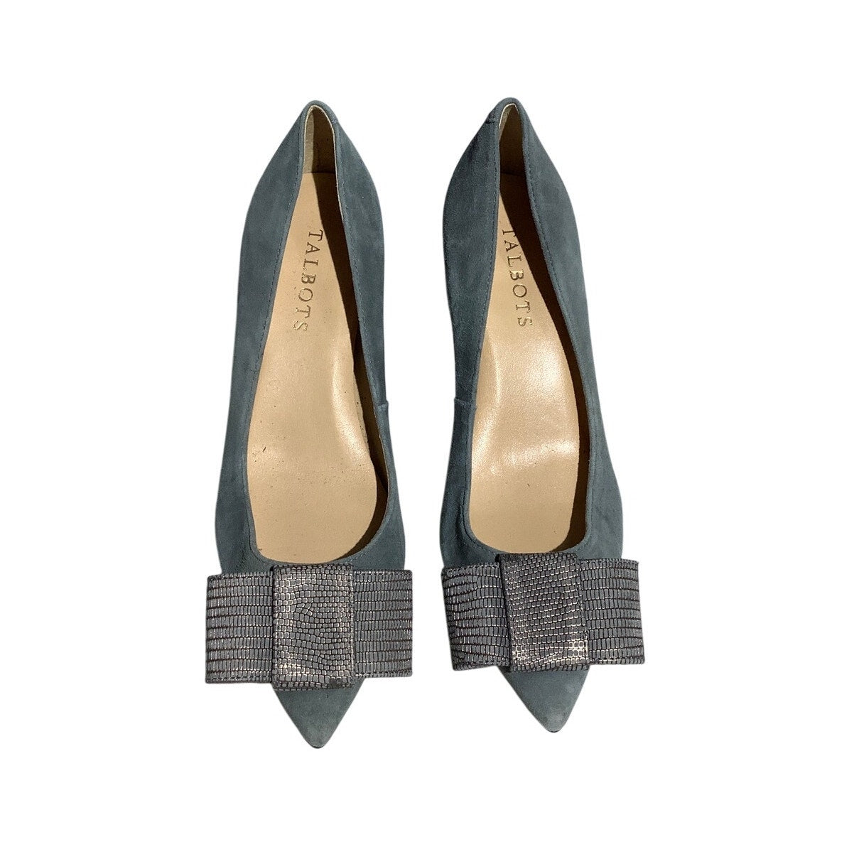 Talbots Gray Leather Bow Heels Women Size 6.5M — Classic, Office, Coquette