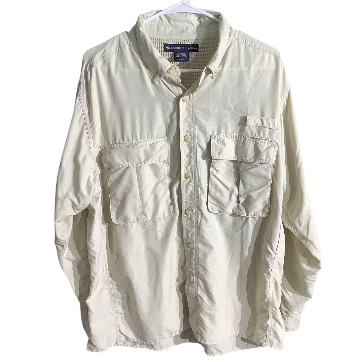 ExOfficio Off-White Vented Fishing Shirt Men’s M — Hiking, Travel, Outdoor