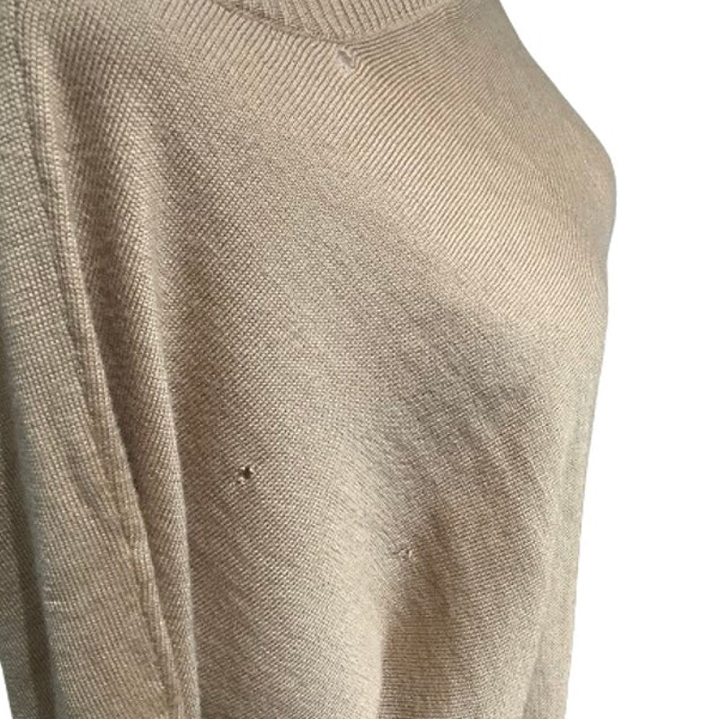 Banana Republic Tan Merino Wool Sweater XL Off-Shoulder, Cozy, Preppy * Flaw