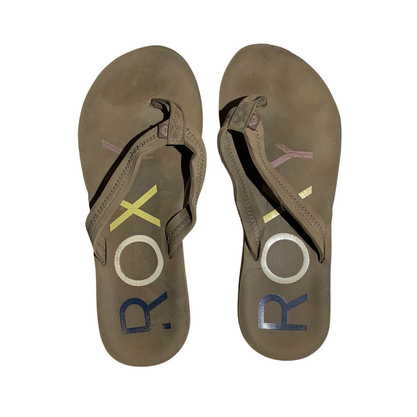 Roxy Vista III Flip Flops Women Size 8-9 Tan — Beach, Surf, Casual