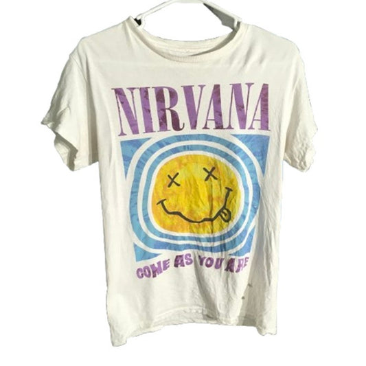 Nirvana White Graphic Band Tee Size S - Grunge, Y2K, Streetwear
