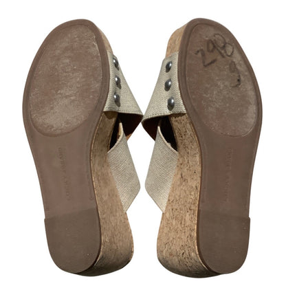 Lucky Brand Cross-Strap Cork Wedge Slides Women’s 8W — Boho, Coastal, Casual