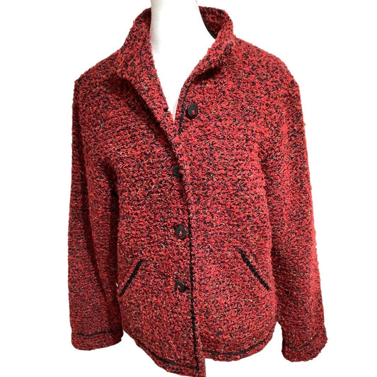 Susan Bristol Red Multi-Color Button Jacket Size S - Vintage, Preppy, Cozy