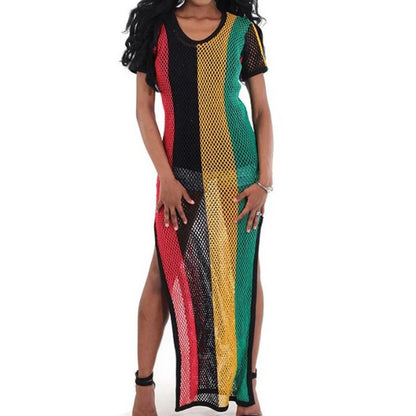 RTS Mesh Maxi Dress Size M–L – Rasta, Festival, See-Through