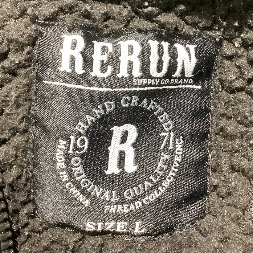 Rerun Full Zip Hoodie Jacket Youth Large Black Gray— Utility, Casual, Streetwear