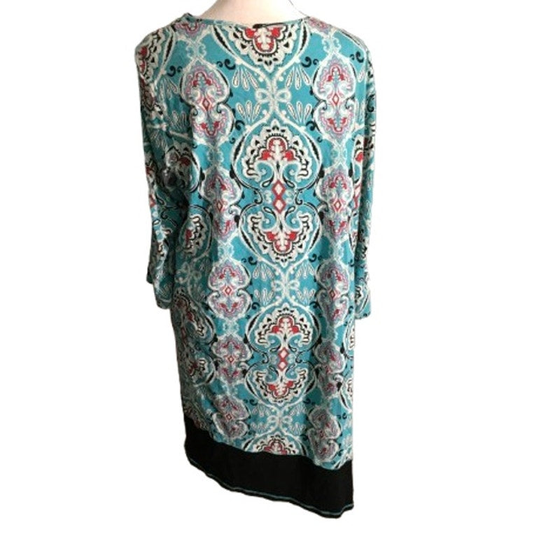 Ellen Tracy Turquoise Paisley Dress Size 1X - Boho, Feminine, Vibrant