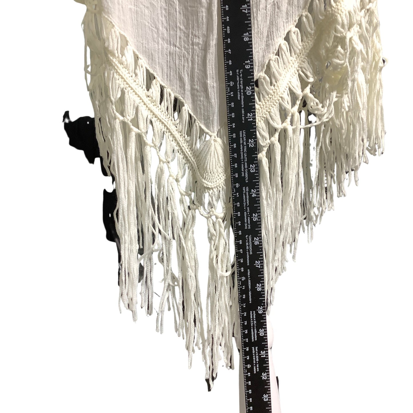 Time Line Ivory Crochet Boho Cover Up Tunic Women’s 1X — Fringe, Beach, Festival